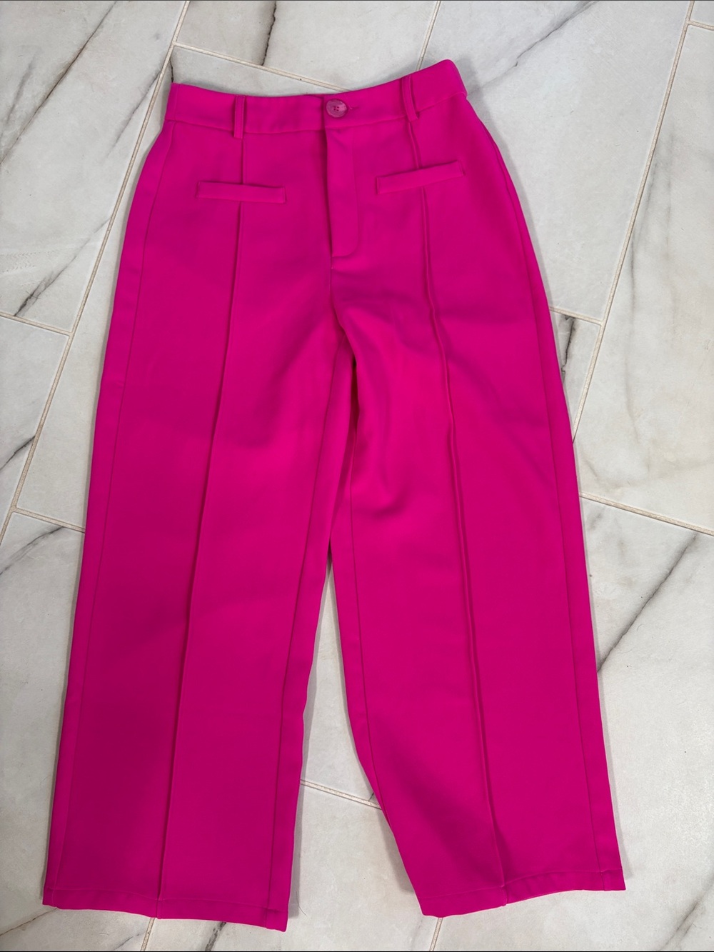 SHEIN Wide Leg High-Rise Pants in Hot Pink